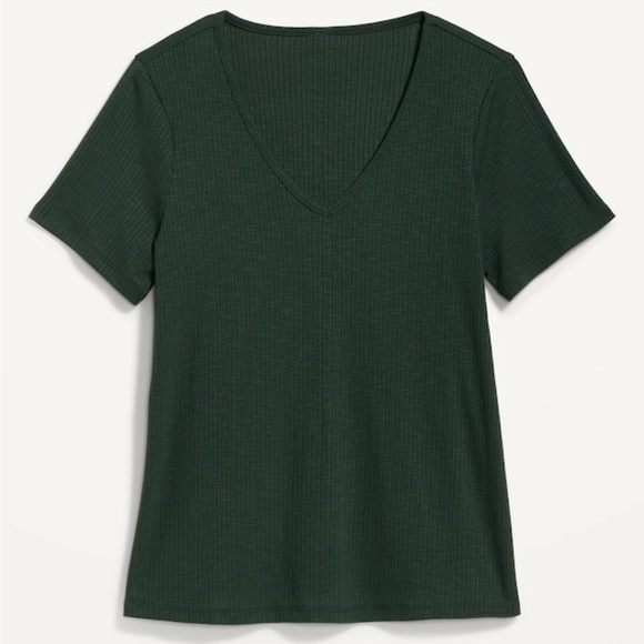 Luxe V-Neck Ribbed Slub-Knit T-Shirt - Picture 3 of 6